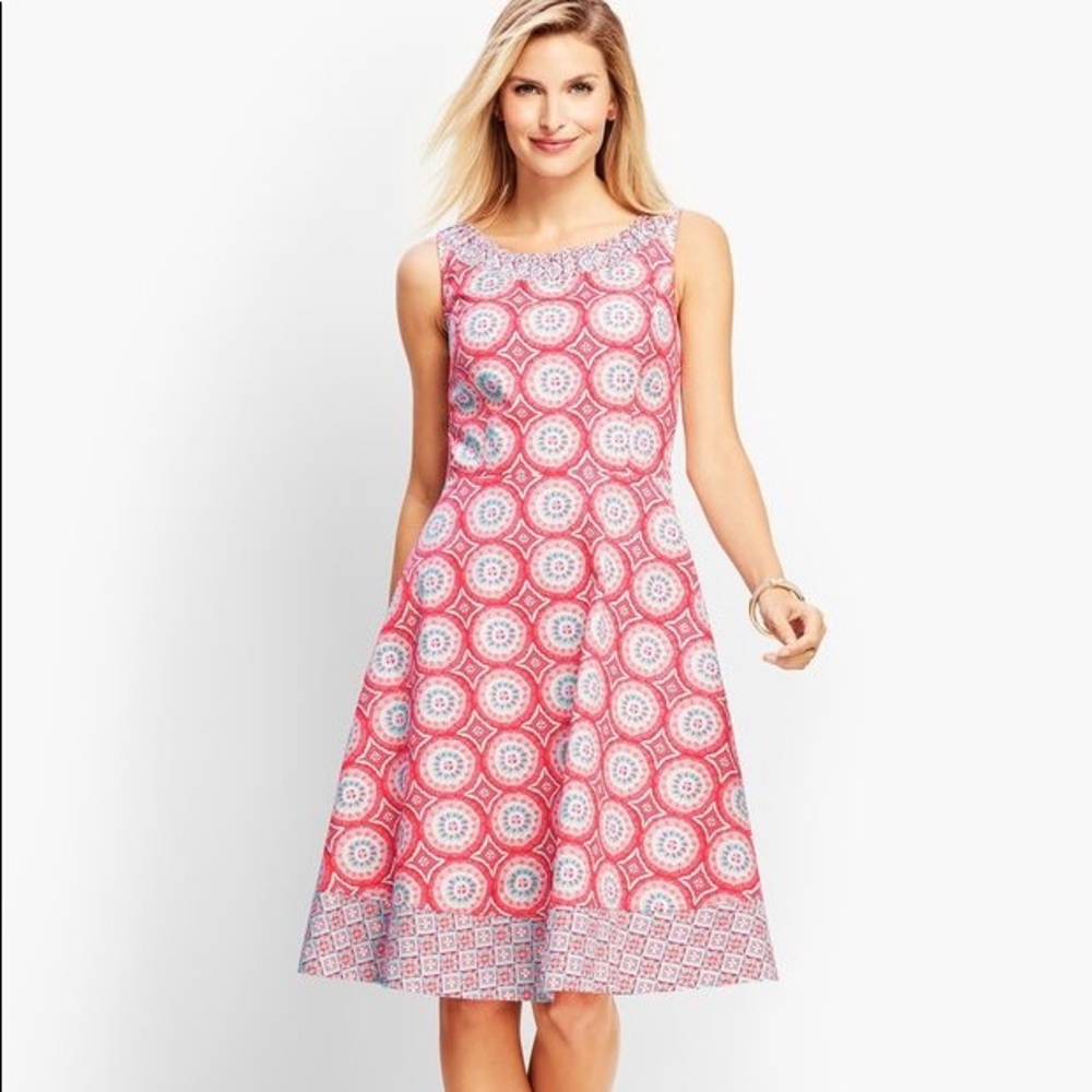Talbots Mixed Geo-Print Fit-And-Flare Dress